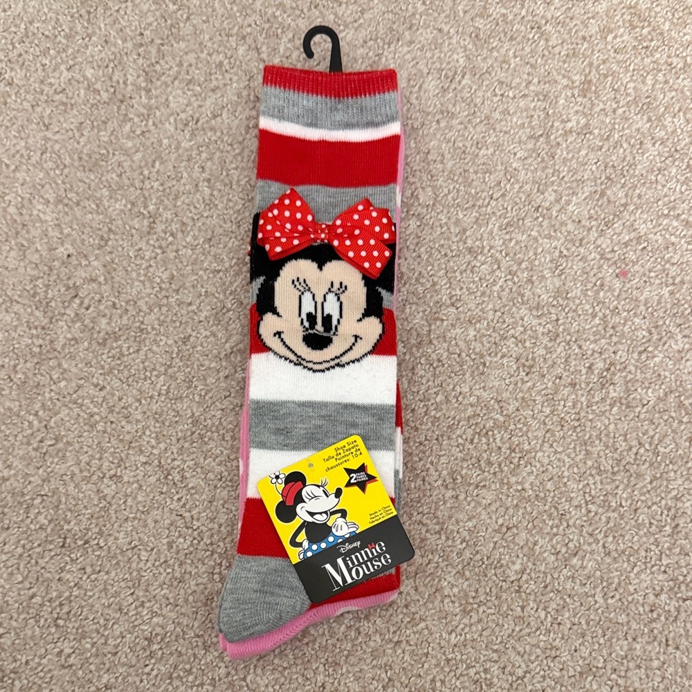 Girls minnie mouse long socks (2pairs)